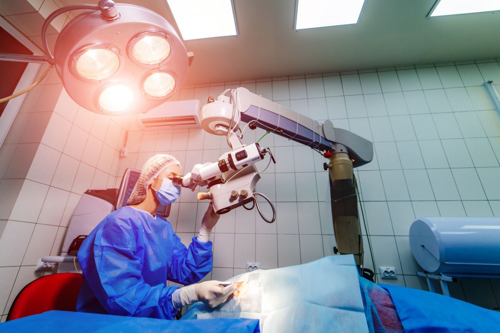 Surgeon performing cataract surgery